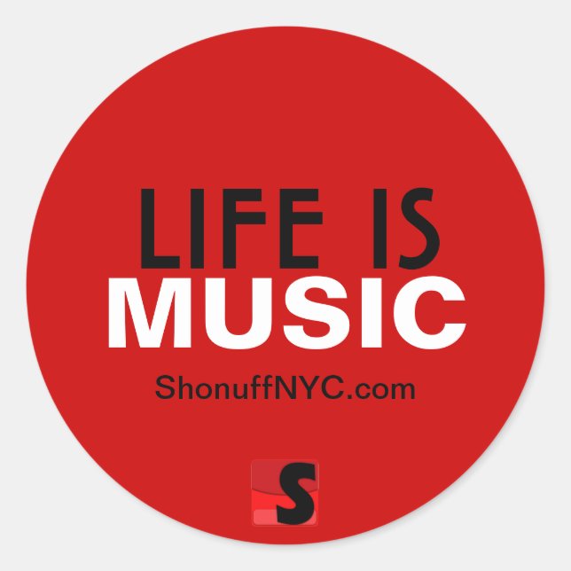 Adesivo Redondo Life Is Music Sticker (Frente)