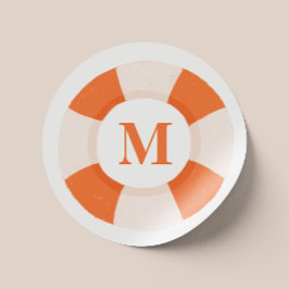 Adesivo Redondo Lifebuoy. Monograma de crianças náuticas/Inicial n