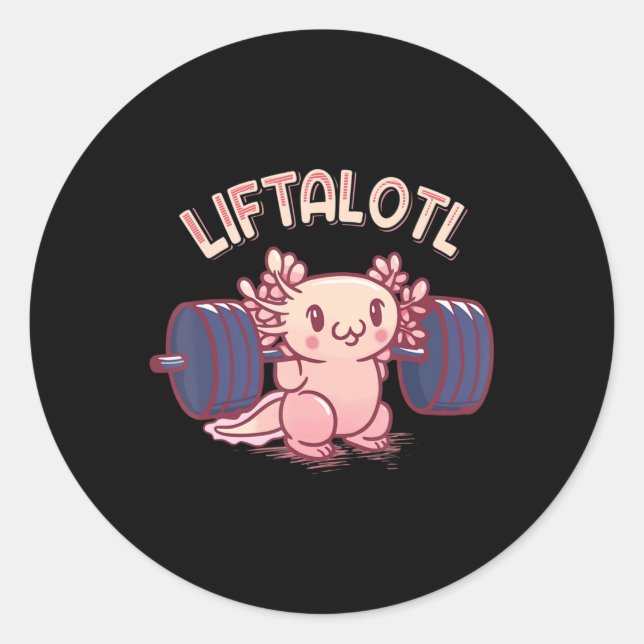 Adesivo Redondo Liftalotl Levantando Axolotl Peslevantando Gym Wor (Frente)
