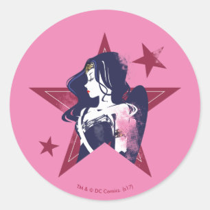 Adesivo Redondo Liga da Justiça  Pop de Mulheres Maravilhosas e E