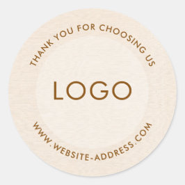 Adesivo Redondo Light beig linen texture personalized text classic