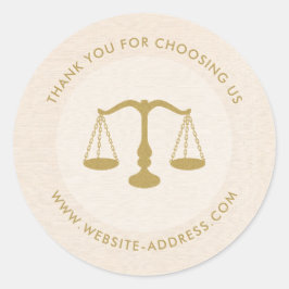 Adesivo Redondo Light beig linen texture personalized text logo