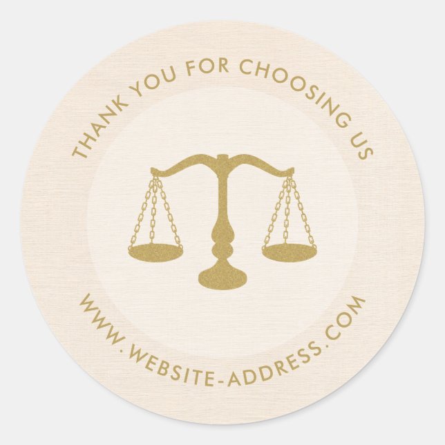 Adesivo Redondo Light beig linen texture personalized text logo (Frente)