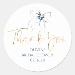 Adesivo Redondo Light Blue Bow Favors Bridal Shower Thank You 