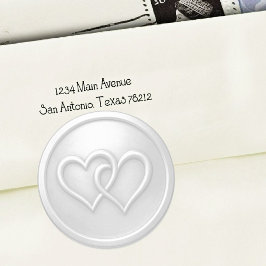 Adesivo Redondo Light Gray Two Hearts Intertwined Wedding