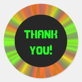 Adesivo Redondo Light Show Fractal Art Obrigado