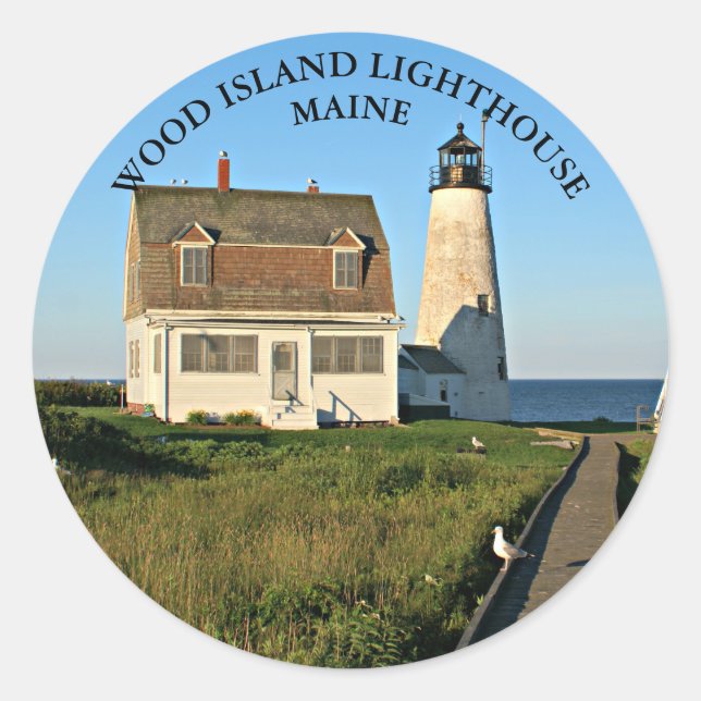 Adesivo Redondo Lighthouse Maine Large Stickers (Frente)