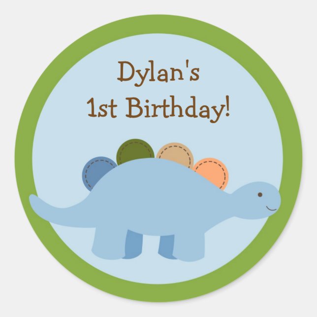 Adesivo Redondo Lil Dino Dinossaur Boys Envelope Seals Stickers (Frente)