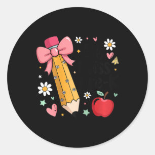 Adesivo Redondo Lil Miss Pré-k Crianças Meninas Lápis Arco Primeir