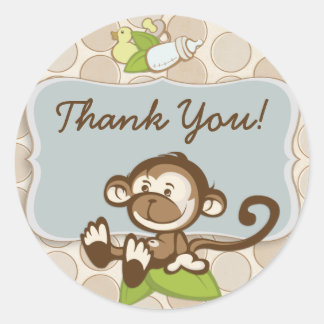 Adesivo Redondo Lil Monkey Obrigado Vinheta/rótulo
