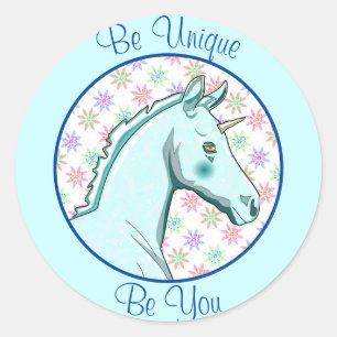 Adesivo Redondo Lil Palomino Unicorn (azul/roxo)