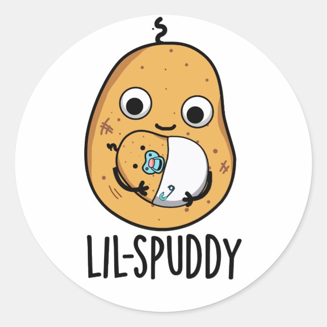 Adesivo Redondo Lil Spuddy Funny Potato Pun (Frente)