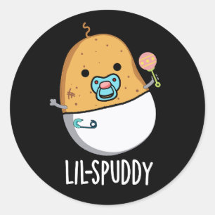 Adesivo Redondo Lil-spuddy Funny Potato Pun Dark BG