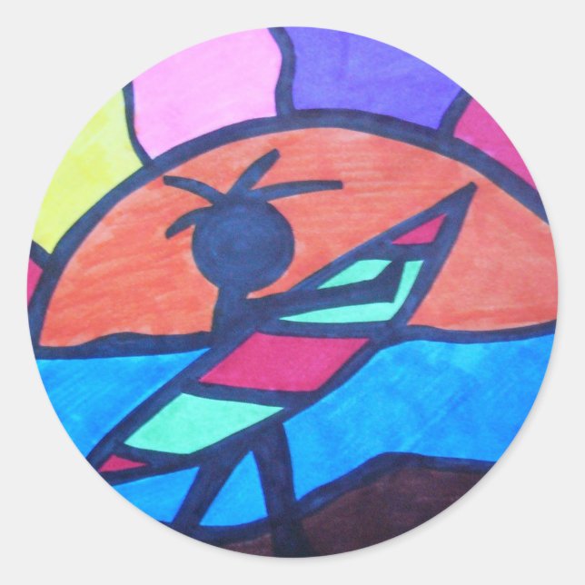 Adesivo Redondo Lil' Surfer Dude - Set Sun (Frente)