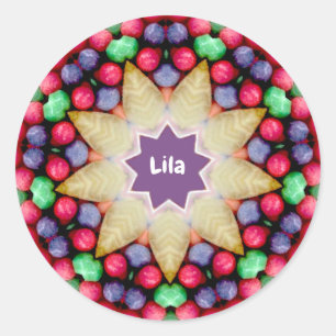 Adesivo Redondo LILA ~ Padrão personalizado de Páscoa doce ~