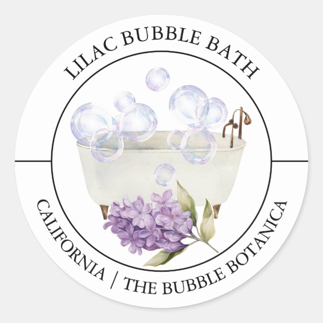 Adesivo Redondo Lilac Bubble Bath label (Frente)