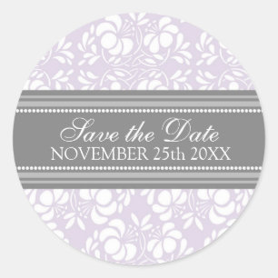 Adesivo Redondo Lilac Damask Save the Date Envelope Seal
