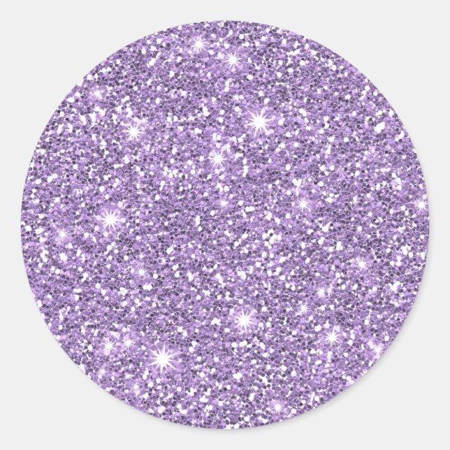 Adesivo Redondo Lilac Elegante Glamorous Faux Glitter (Frente)