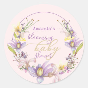 Adesivo Redondo Lilac Floral Blooming Chá de fraldas