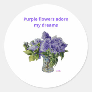 Adesivo Redondo Lilac Flores Púrpura do Sticker