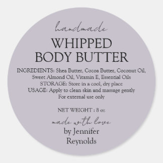 Adesivo Redondo Lilac Handmade Body Butter Organic