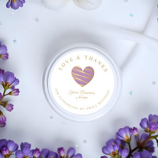 Adesivo Redondo Lilac Heart Love & Obrigados Support Business