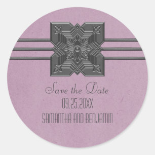 Adesivo Redondo Lilac Medallion Border Salve Stickers