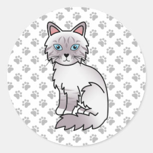 Adesivo Redondo Lilac Point Tabby Birman / Ragdoll Cute Cat & Paws