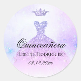 Adesivo Redondo Lilac Purple Quinceanera Personalizada