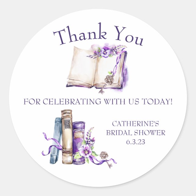 Adesivo Redondo Lilac Um Novo Capítulo Começa Chá Favor Presente (Frente)