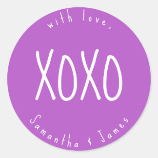 Adesivo Redondo Lilac XOXO Romântico Personalizado
