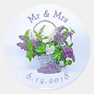 Adesivo Redondo Lilacs Wedding personalizados do roxo das