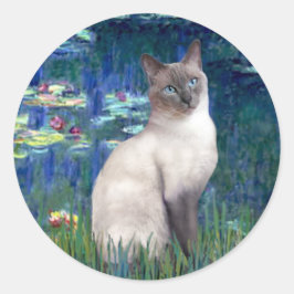 Adesivo Redondo Lilies 5 - Gato Siames Blue Point