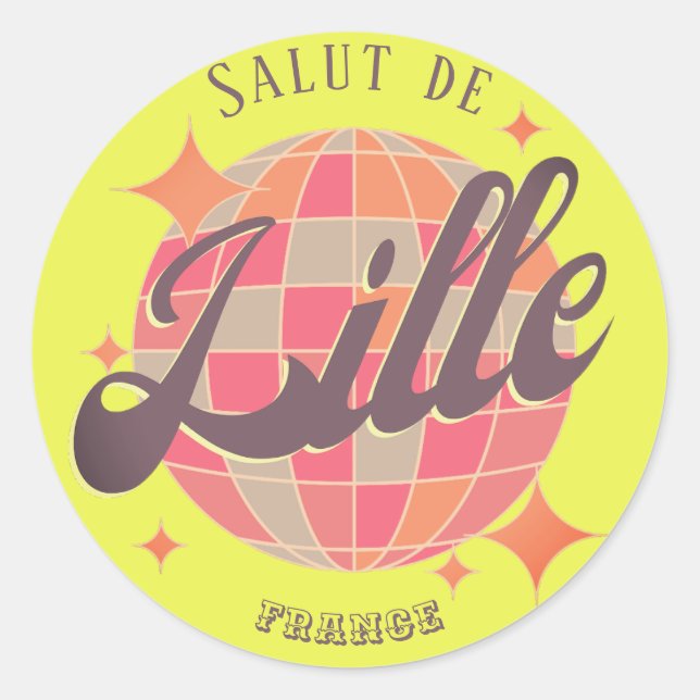 Adesivo Redondo Lille France - souvenir da discoteca amarela de fé (Frente)