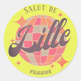 Adesivo Redondo Lille France - souvenir da discoteca amarela de fé