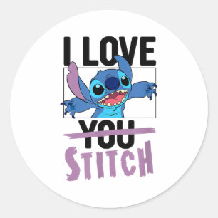 Adesivo Redondo Lilo & Stitch - Dia dos Namorados Eu Amo Stitch