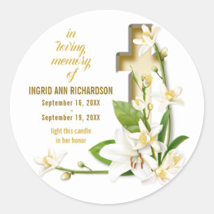 Adesivo Redondo Lily Cross Funeral Memorial