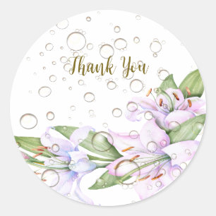 Adesivo Redondo Lily Flowers de Ouro Rosa de Festa Frente Bonita