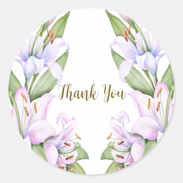 Adesivo Redondo Lily Flowers de Ouro Rosa de Festa Frente Bonita (Frente)