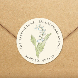 Adesivo Redondo Lily of the Valley Ivory Floral Return Address