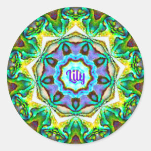 Adesivo Redondo LILY ~ Personalizado Paua Shell Fractal ~