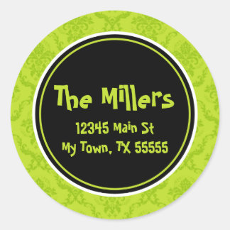 Adesivo Redondo Limão Damask Round Address Stickers