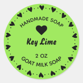 Adesivo Redondo Limão de Coração do Coração Russo de Sabão Caseiro