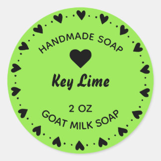 Adesivo Redondo Limão de Coração do Coração Russo de Sabão Caseiro