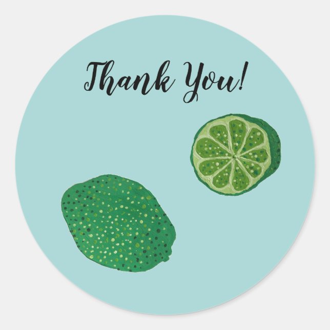 Adesivo Redondo Limão Fruta Vinhetas de Grupo Tropical (Frente)