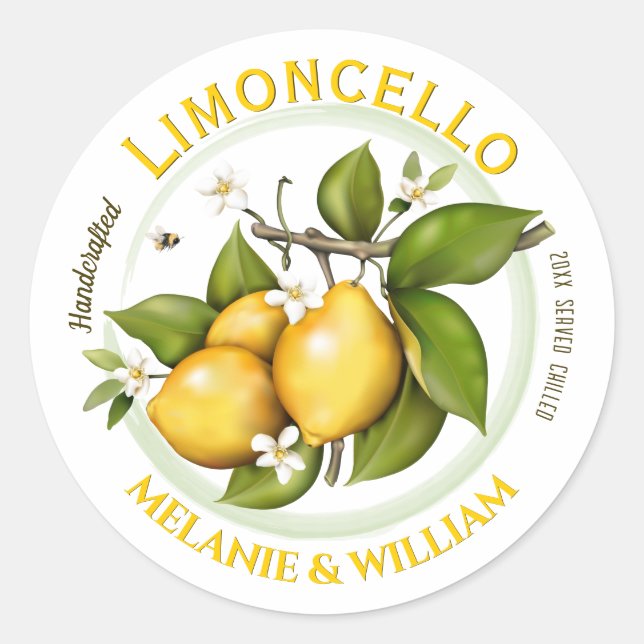 Adesivo Redondo Limão Limoncello Fruta Botânica (Frente)