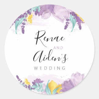 Adesivo Redondo Limão, Mauve e Lavanda Sticker, Redondo