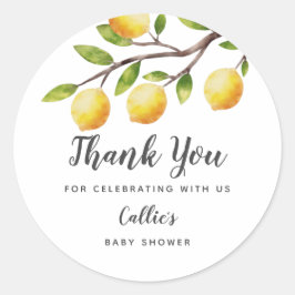 Adesivo Redondo Limão Russo Chá de fraldas Neutro de Gênero