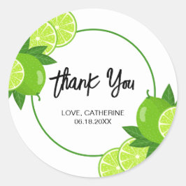 Adesivo Redondo Limão Verde Verão Citrus Obrigado