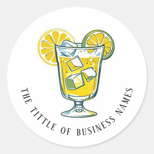 Adesivo Redondo Limencello | Black & White Modern Text  (Frente)